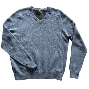 Mack Weldon Tech Cashmere V Neck Sweater Men Medium Blue Merino Wool Blend